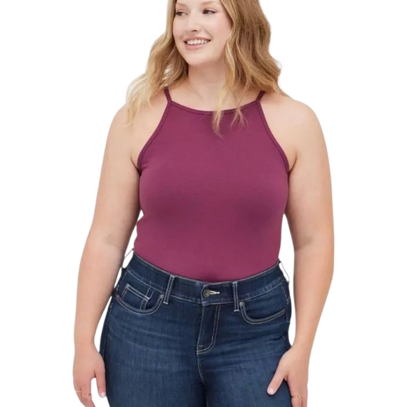Torrid Foxy High Neck Tank Soft Stretchy Burgundy Plus Size 2X - Picture 3 of 4